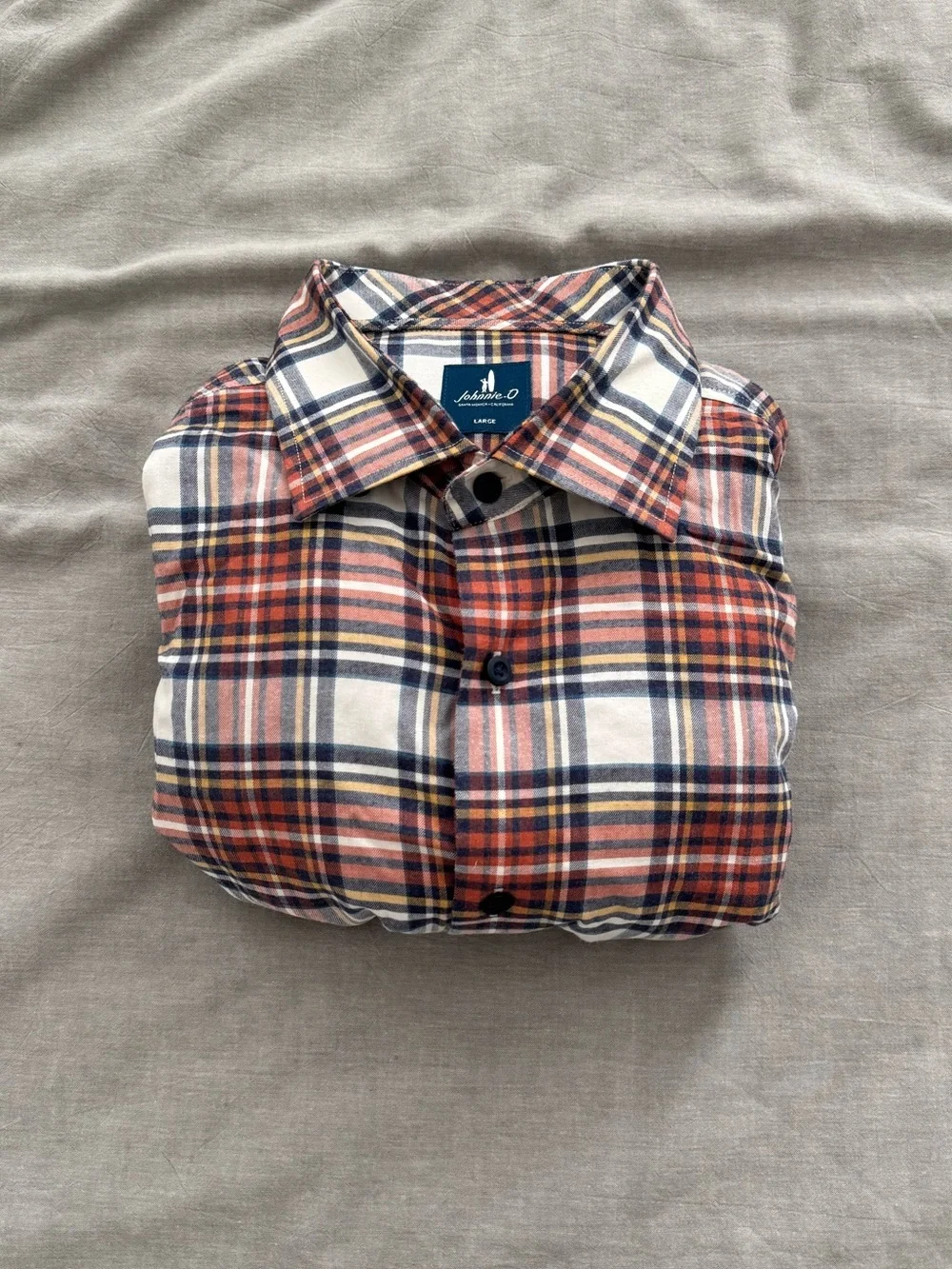johnnie-O Hangin’ Out Knick Button Down Long Sleeve Men’s Plaid Shirt in Pumpkin